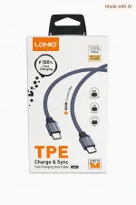کابل تایپ سی به تایپ سی الدینیو مدل LS441 توان 100 وات طول 1 متر